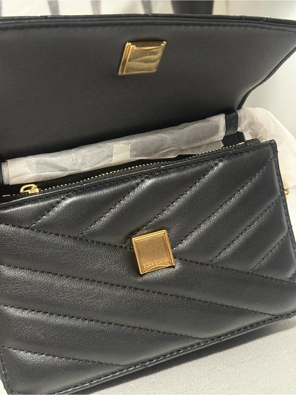 Brand new tag/Tory Burch Kira mini quilted leather tote bag, black
